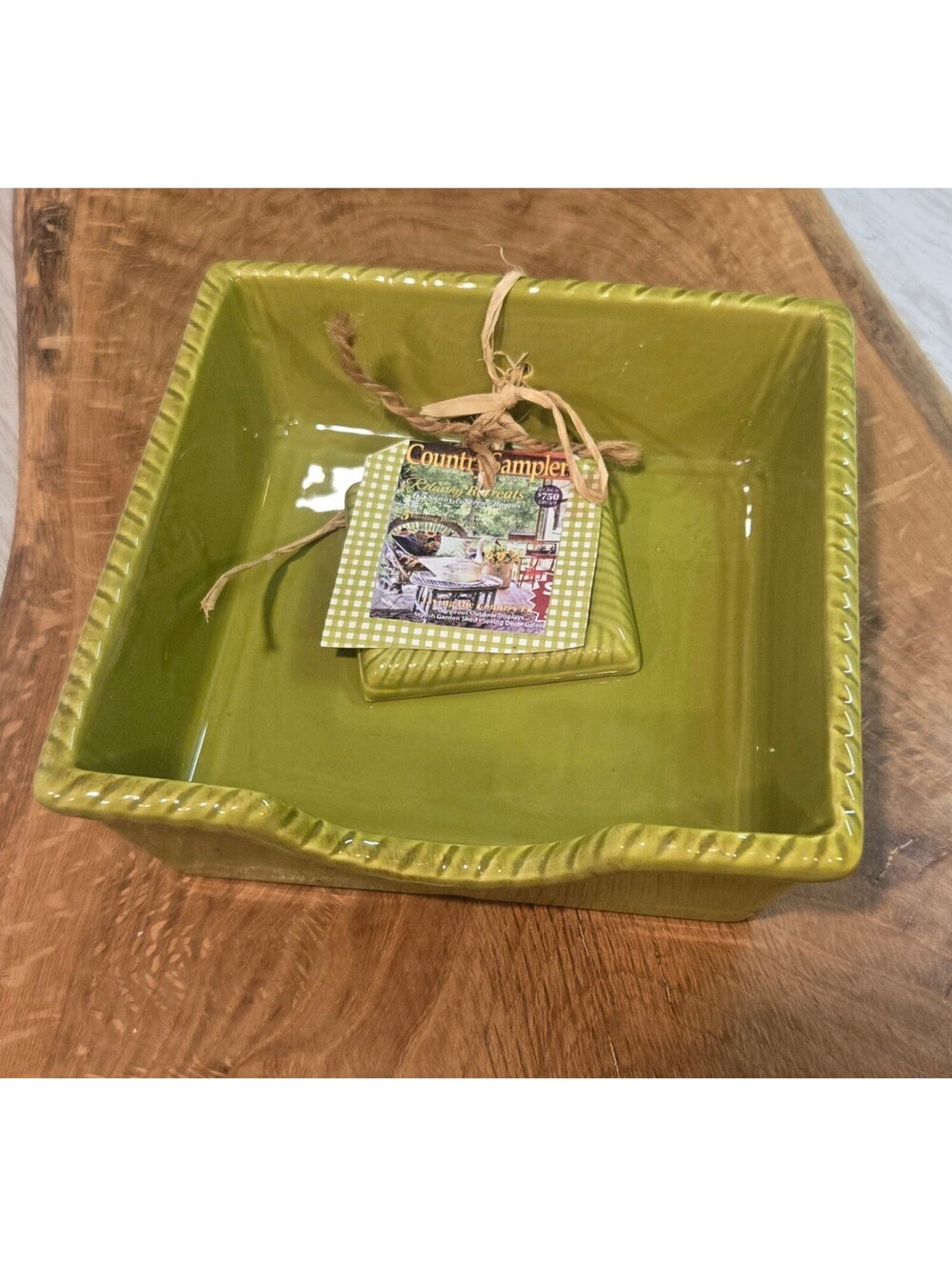 Cypress Ceramic Napkin Holder with Matching Napkin Weight Original Tag